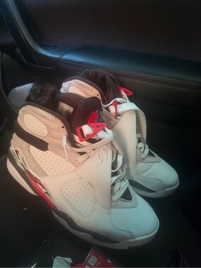 Jordan White and Red High-Top Basketball Sneakers